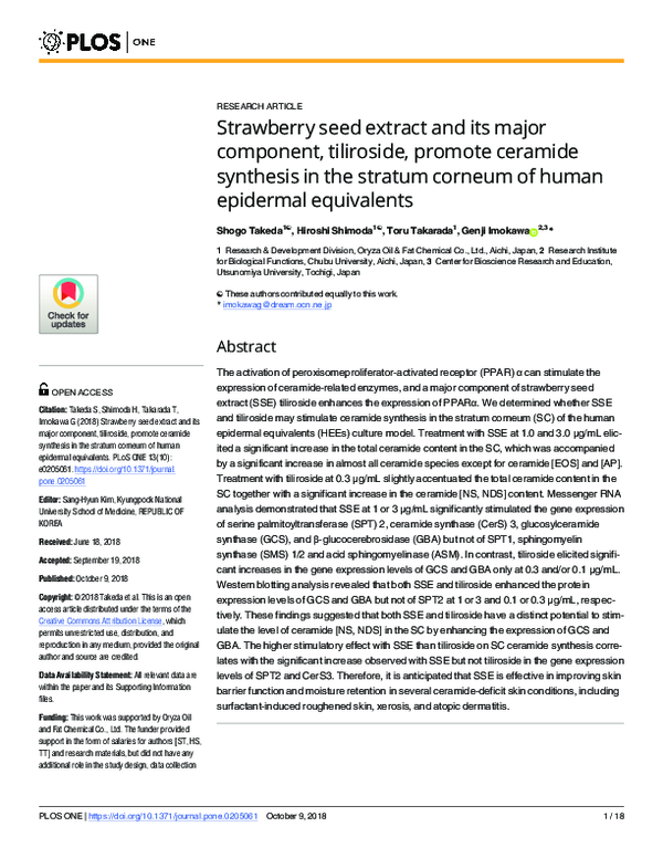 (PDF) Strawberry seed extract and its major component, tiliroside