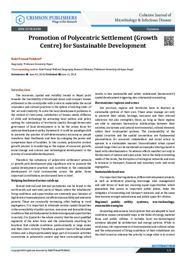 (PDF) Promotion of Polycentric Settlement (Growth Centre) for ...
