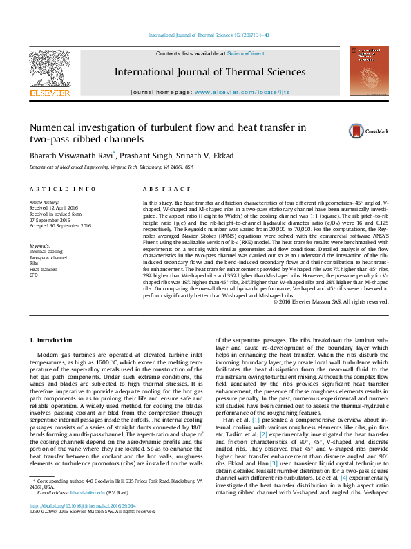 (PDF) Numerical investigation of turbulent flow and heat transfer in a ...