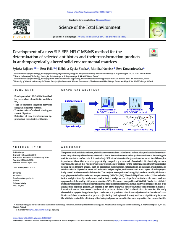 (PDF) Development of a new SLE-SPE-HPLC-MS/MS method for the ...