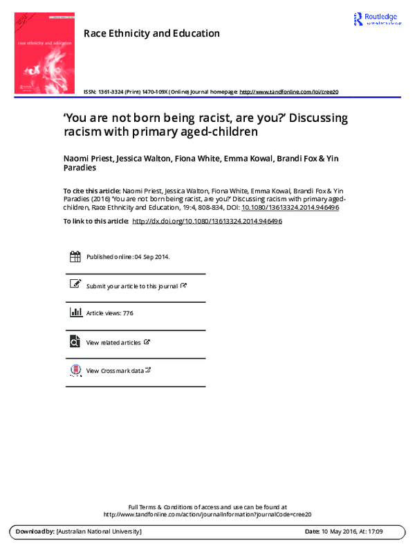 (PDF) ‘You are not born being racist, are you?’ Discussing racism with ...
