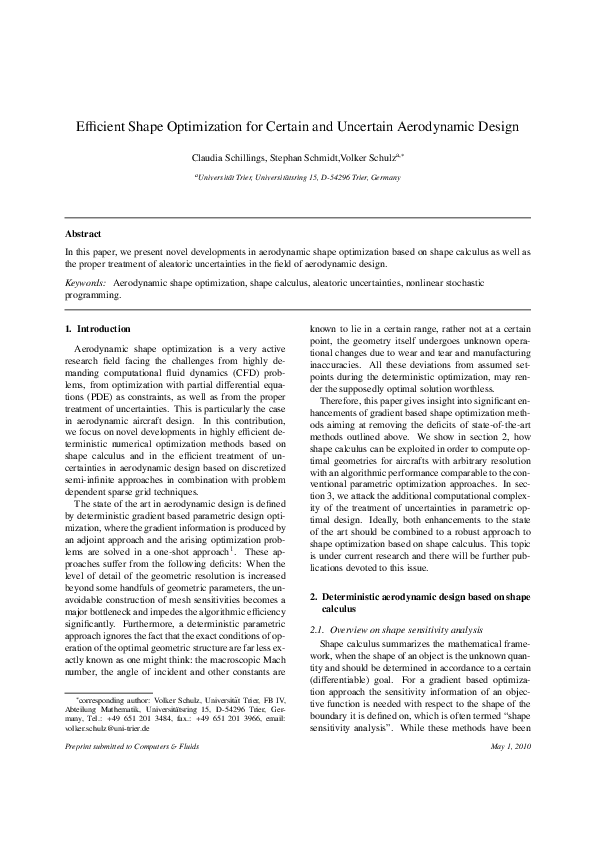 (PDF) Efficient shape optimization for certain and uncertain ...