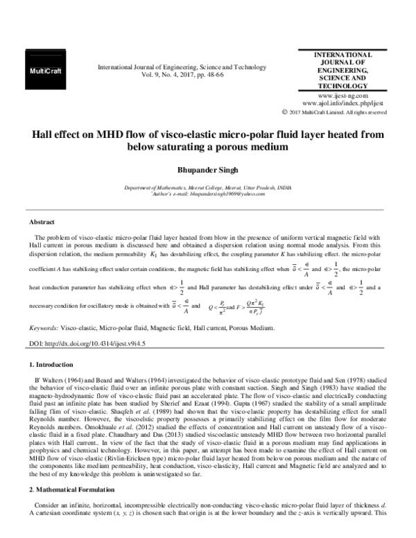 (PDF) Hall effect on MHD flow of visco-elastic micro-polar fluid layer ...