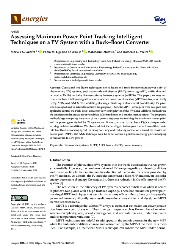 (PDF) Assessing Maximum Power Point Tracking Intelligent Techniques on ...