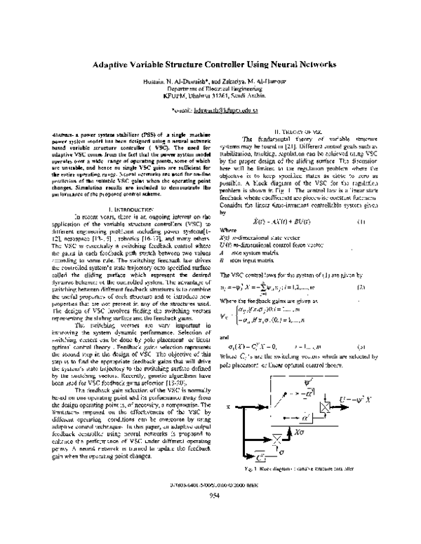 (PDF) Adaptive variable structure controller using neural networks