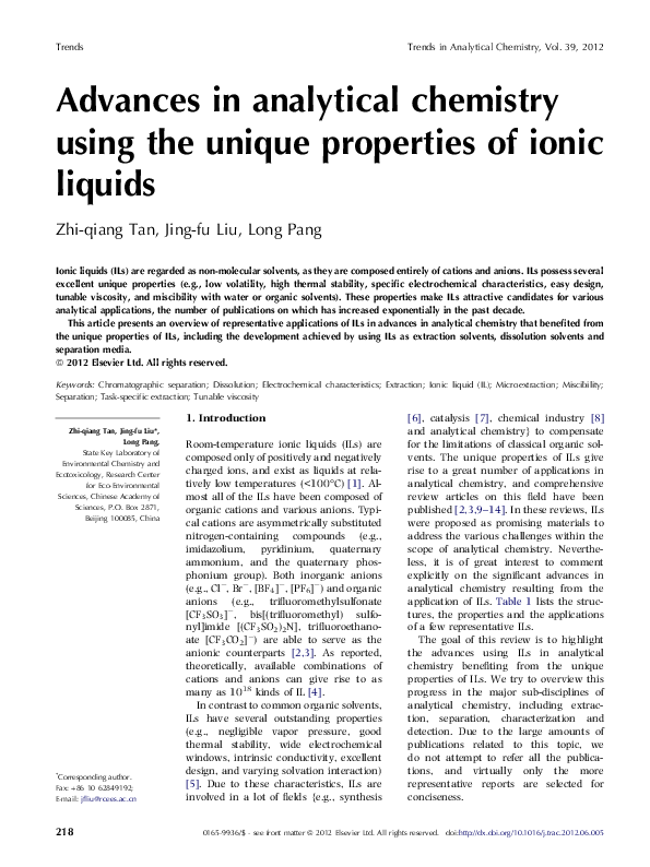 (PDF) Advances in analytical chemistry using the unique properties of ...