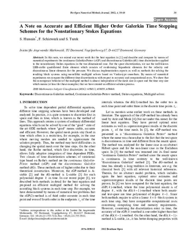 (PDF) A Note on Accurate and Efficient Higher Order Galerkin Time ...