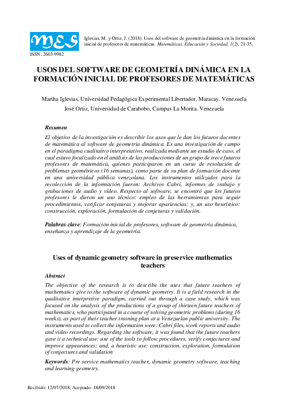 (PDF) Uses of dynamic geometry software in preservice mathematics teachers
