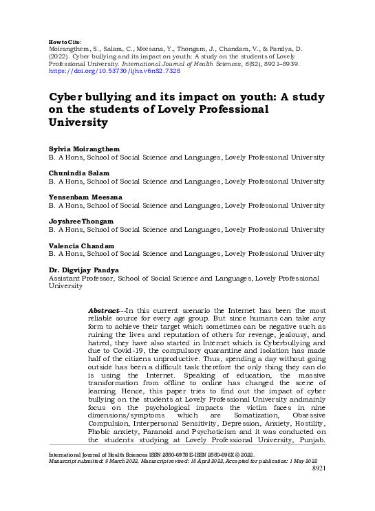 (PDF) Cyber bullying and its impact on youth