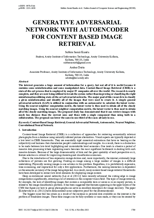 (PDF) Generative Adversarial Network with Autoencoder for Content Based ...