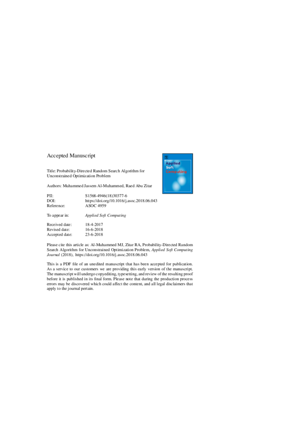 (PDF) Probability-directed random search algorithm for unconstrained ...