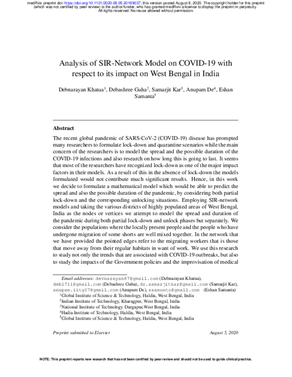 (PDF) Analysis of SIR-Network Model on COVID-19 with respect to its ...