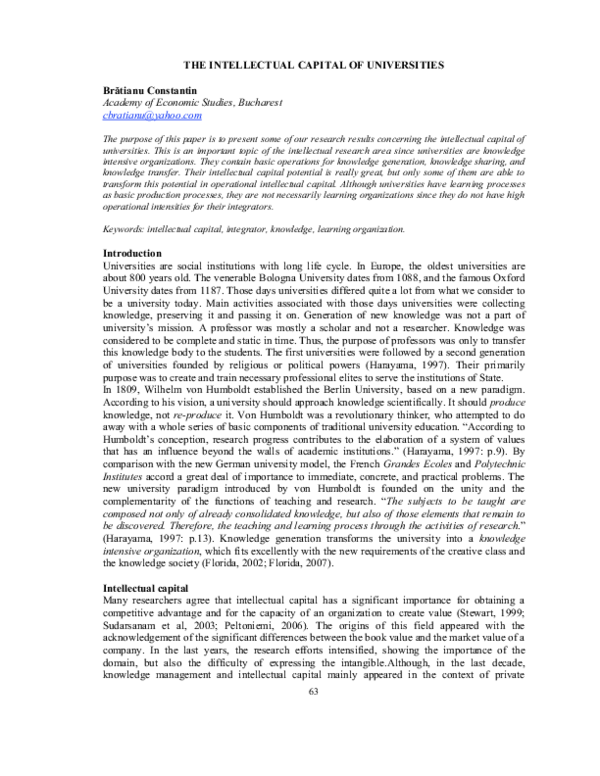 (PDF) The Intellectual Capital of Universities