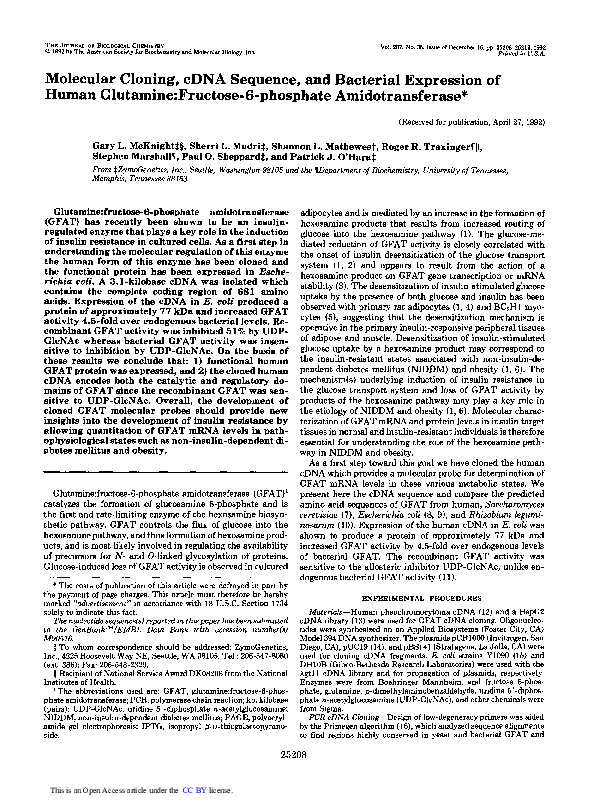 (PDF) Molecular cloning, cDNA sequence, and bacterial expression of ...