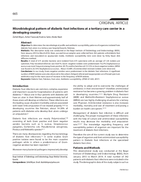 (PDF) Microbiological pattern of diabetic foot infections at a tertiary ...
