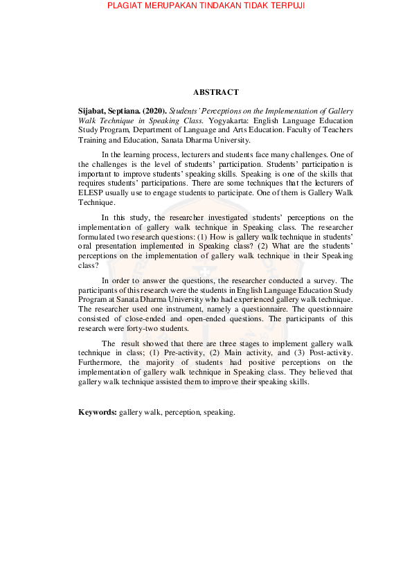 (PDF) Students Perceptions on the Implementation of Gallery Walk ...
