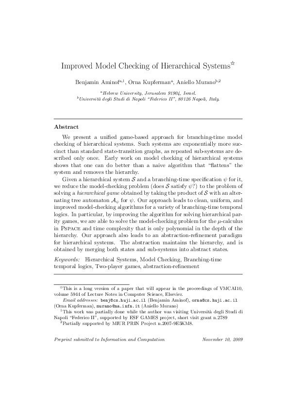 (PDF) Improved model checking of hierarchical systems