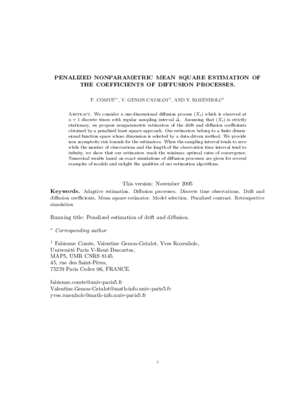 (PDF) Penalized nonparametric mean square estimation of the ...