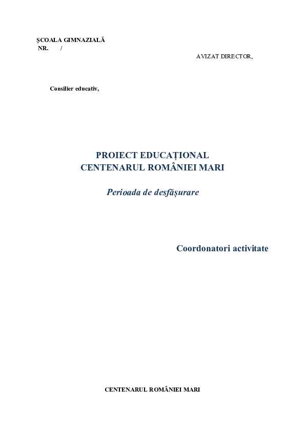 (DOC) Proiect educațional