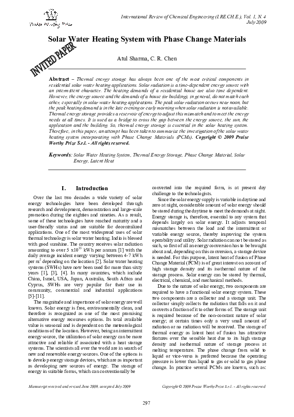 (PDF) Solar Water Heating System with Phase Change Materials