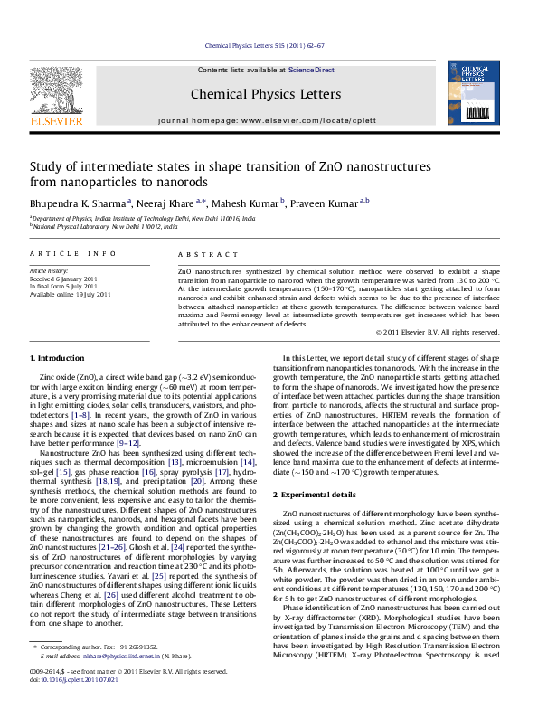 (PDF) Study of intermediate states in shape transition of ZnO ...