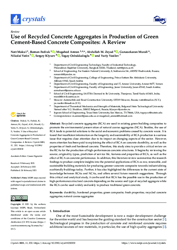 (PDF) Use of Recycled Concrete Aggregates in Production of Green Cement ...