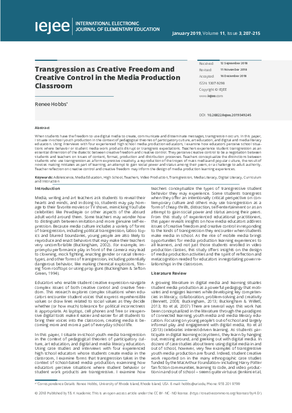 (PDF) Transgression as Creative Freedom and Creative Control in the ...