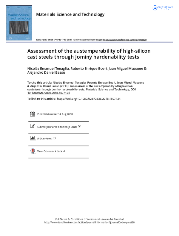 (PDF) Assessment of the austemperability of high-silicon cast steels ...