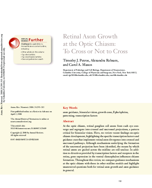 (PDF) Retinal Axon Growth at the Optic Chiasm: To Cross or Not to Cross