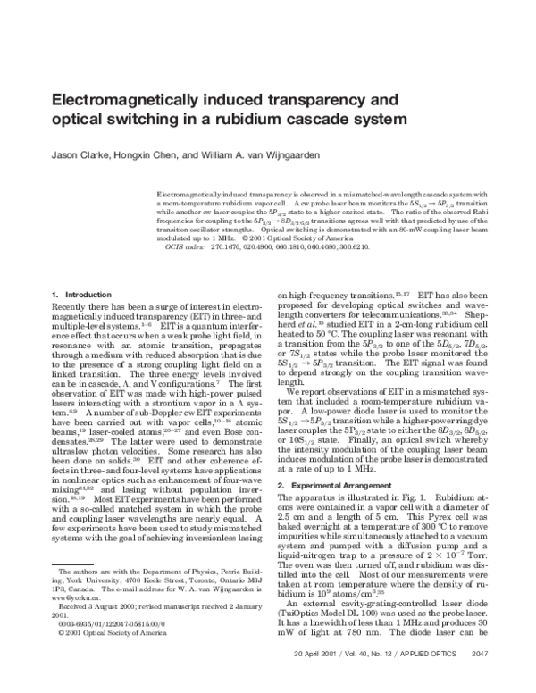 (PDF) Electromagnetically induced transparency and optical switching in ...