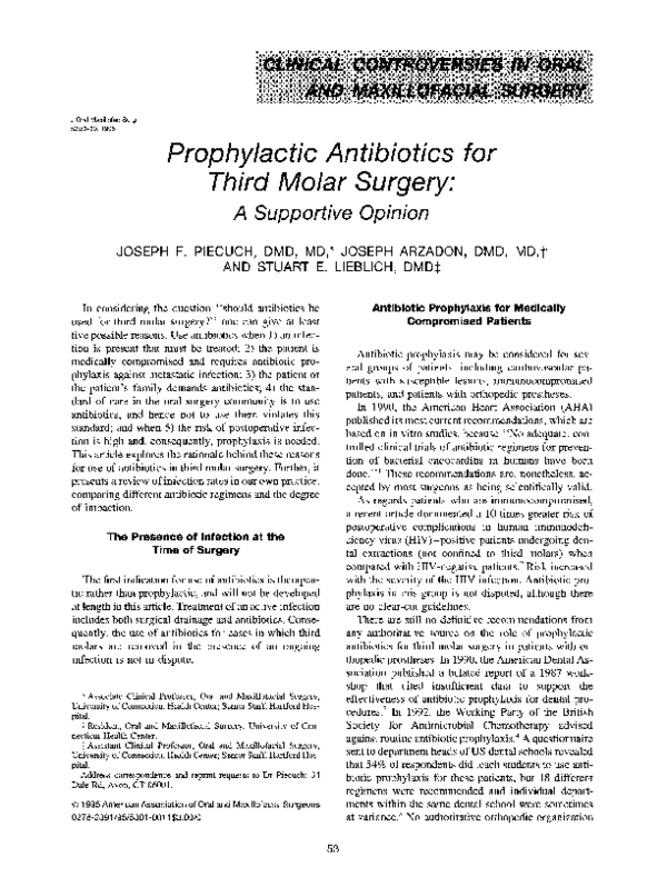 (PDF) Prophylactic antibiotics for third molar surgery