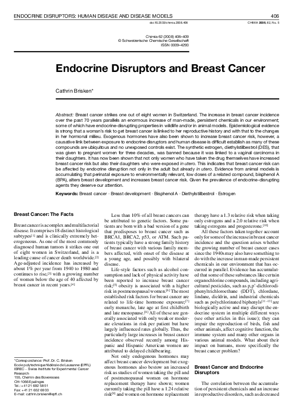(PDF) Endocrine Disruptors : Human Disease and Disease Models