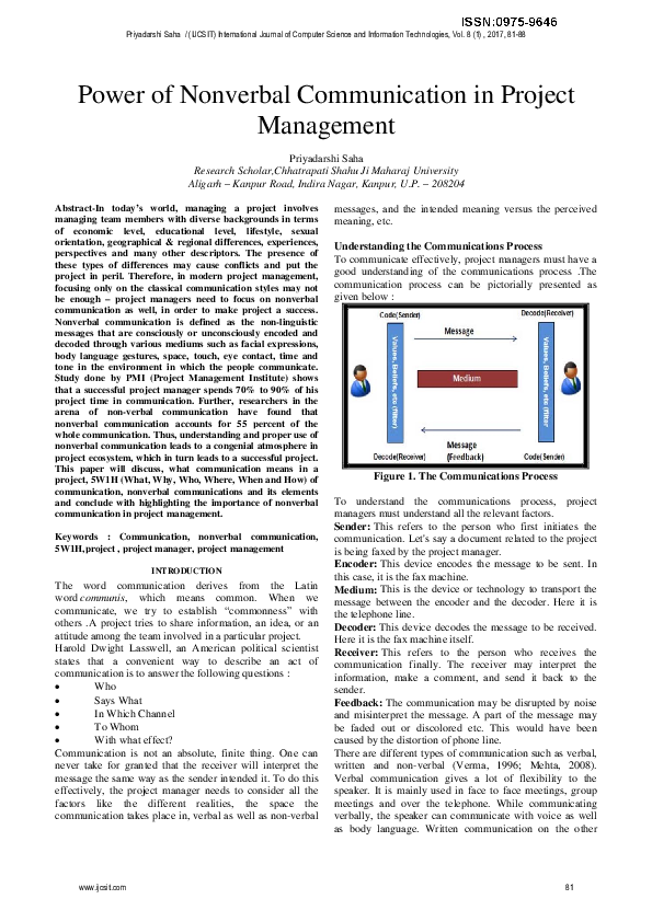 (PDF) Power of Nonverbal Communication in Project Management