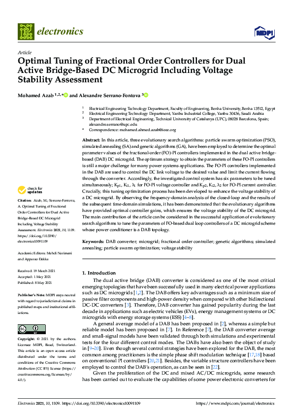 (PDF) Optimal Tuning of Fractional Order Controllers for Dual Active ...