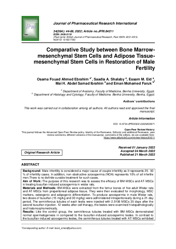 (PDF) Comparative Study between Bone Marrow- mesenchymal Stem Cells and ...
