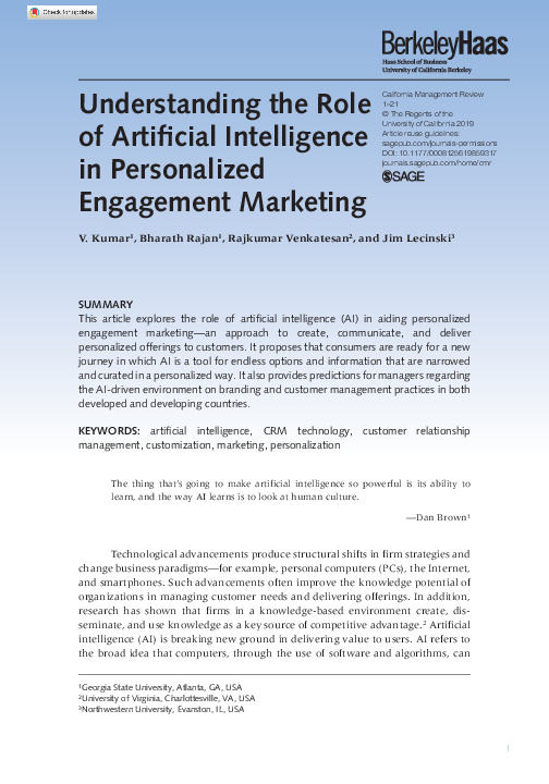 (PDF) Understanding the Role of Artificial Intelligence in Personalized ...