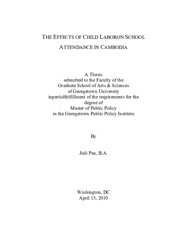 (PDF) The effects of child labor on school attendance in Cambodia