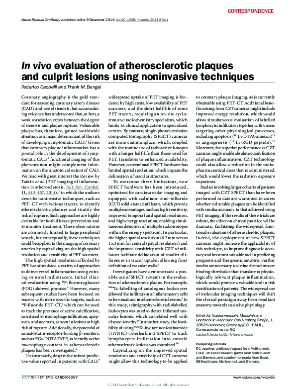 (PDF) In vivo evaluation of atherosclerotic plaques and culprit lesions ...