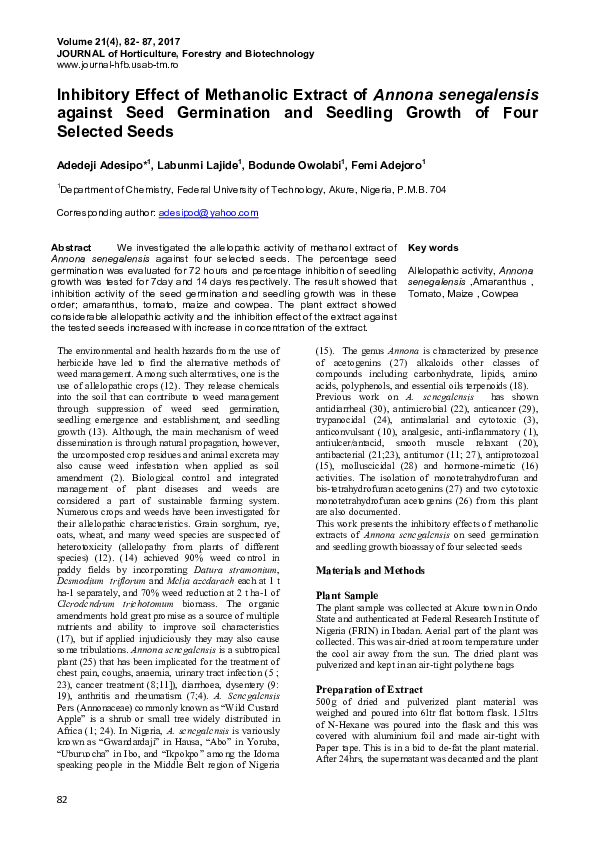 (PDF) Inhibitory Effect of Methanolic Extract of Annona senegalensis ...