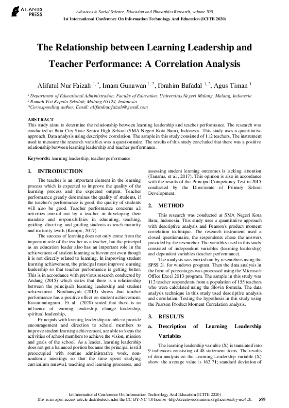 (PDF) The Relationship between Learning Leadership and Teacher ...