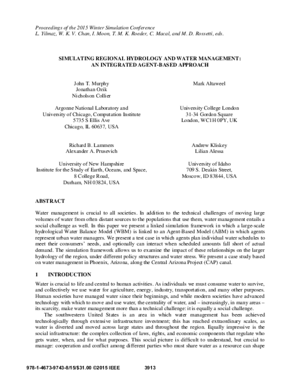 (PDF) Simulating regional hydrology and water management: An integrated ...