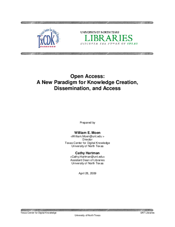 (PDF) Open Access: A New Paradigm for Knowledge Creation, Dissemination ...