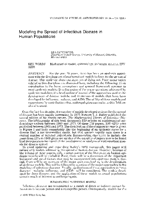 (PDF) Modeling the spread of infectious disease in human populations