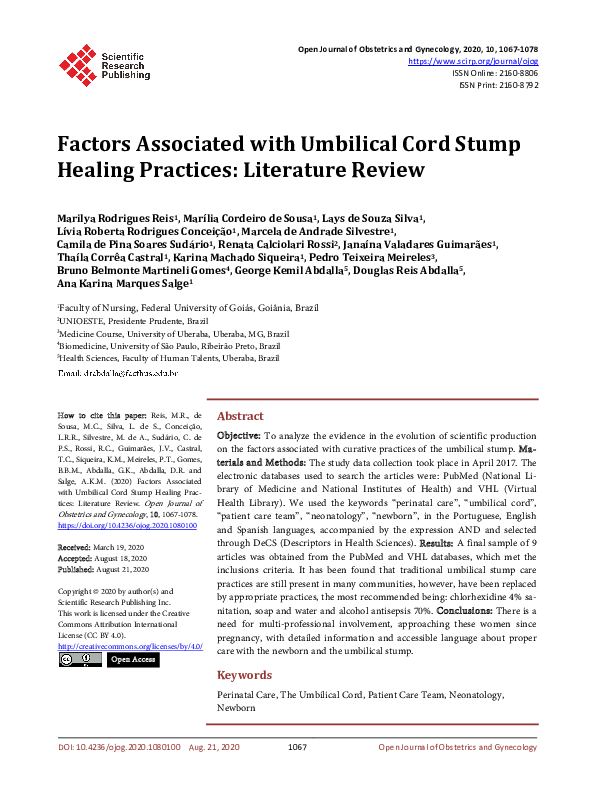 (PDF) Factors Associated with Umbilical Cord Stump Healing Practices ...