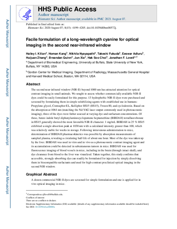 (PDF) Facile formulation of a long-wavelength cyanine for optical ...