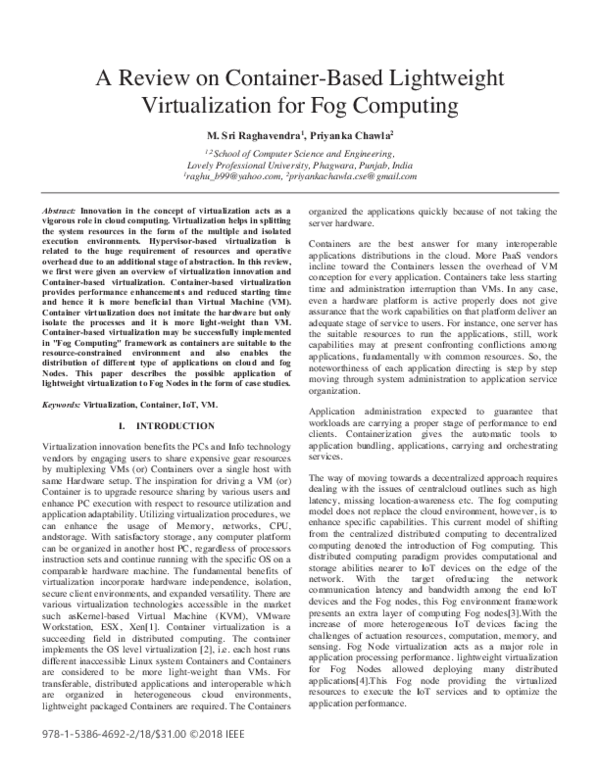 (PDF) A Review on Container-Based Lightweight Virtualization for Fog ...