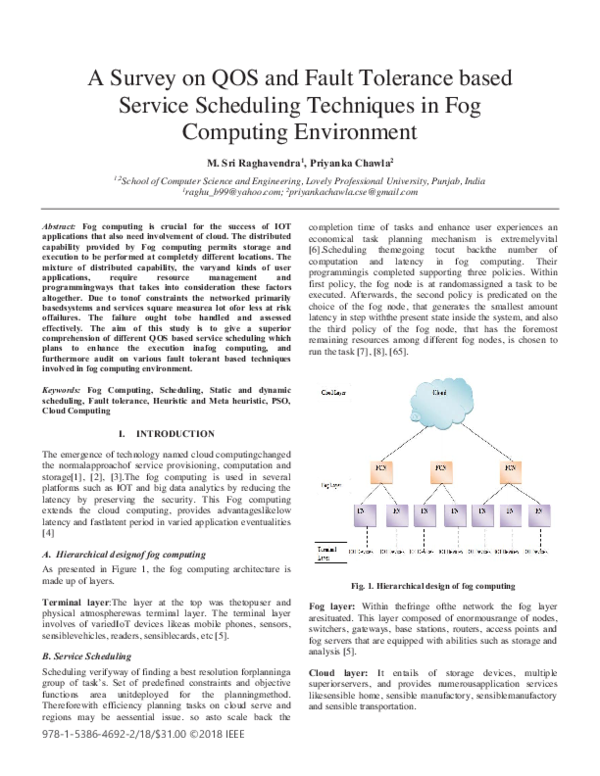 (PDF) A Survey on QOS and Fault Tolerance based Service Scheduling ...