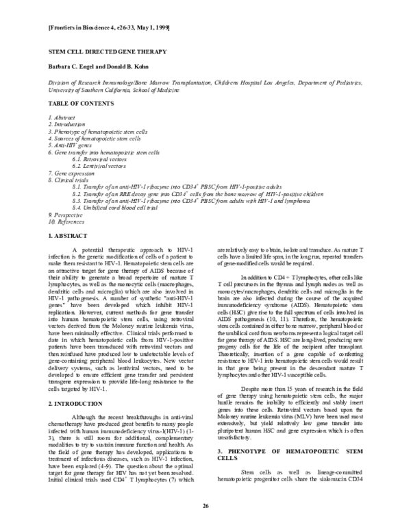 (PDF) Stem cell directed gene therapy