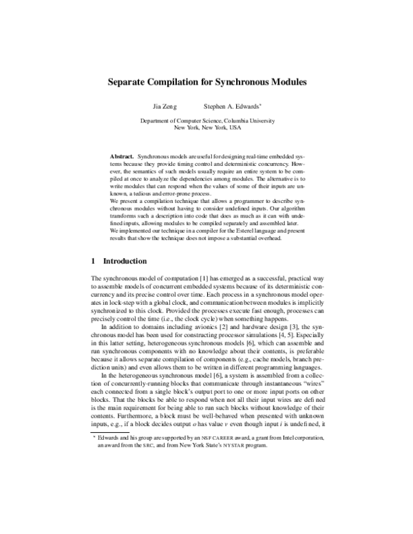 (PDF) Separate compilation of synchronous modules