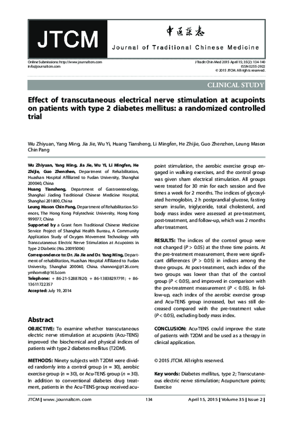 (PDF) Effect of Transcutaneous Electrical Nerve Stimulation on Pain ...